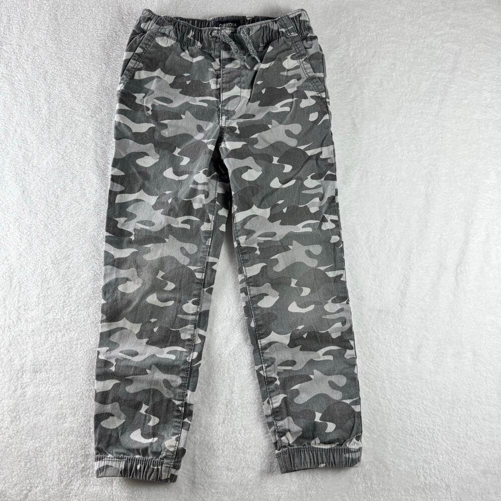 OshKosh B’gosh Boys Camo Jogger Pants Size 6 Gray Camouflage Elastic Waist